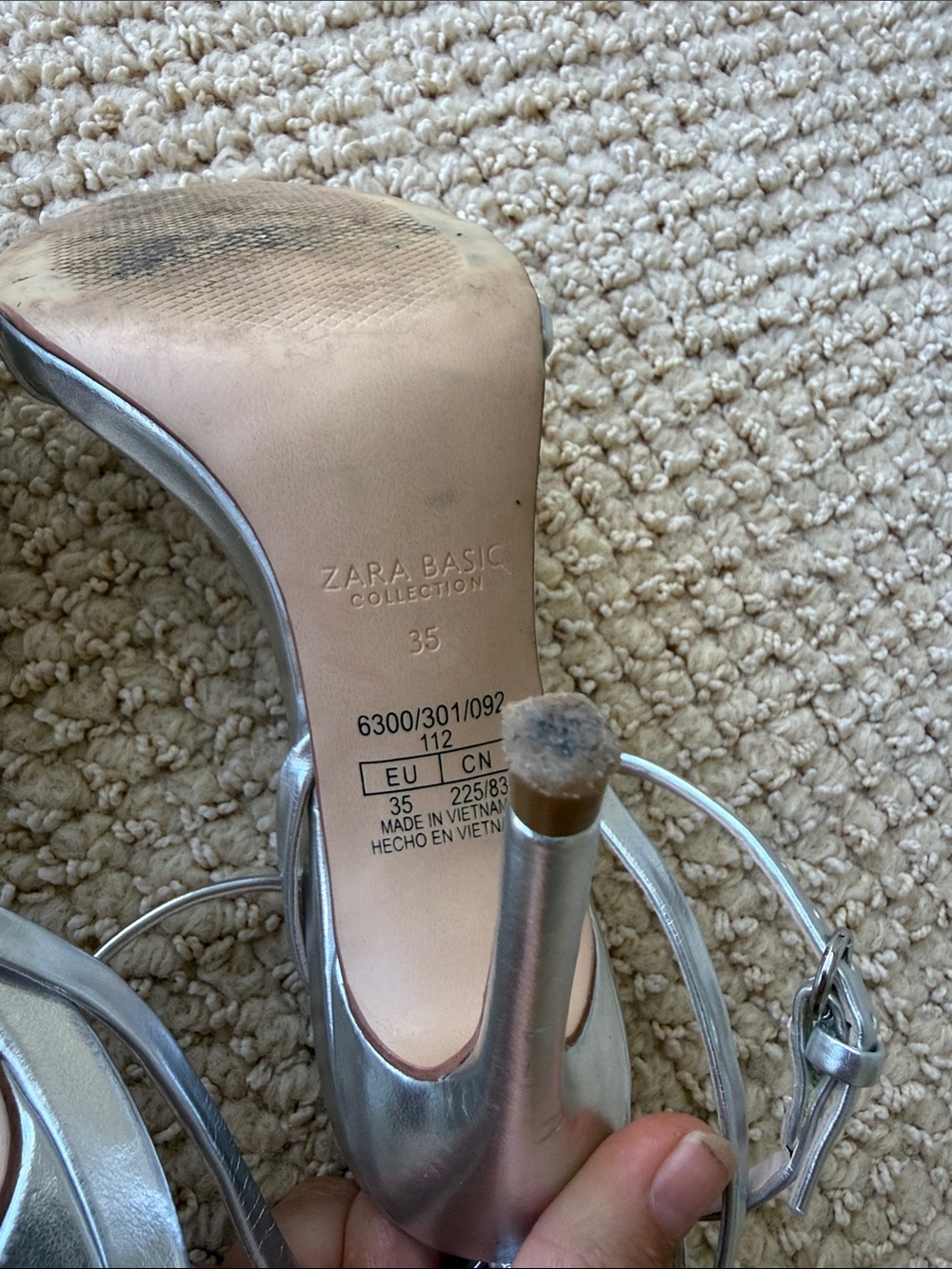 Zara Silver Strappy High-Heel Sandals - Women's Evening Pumps size 35/5 - Picture 7 of 8